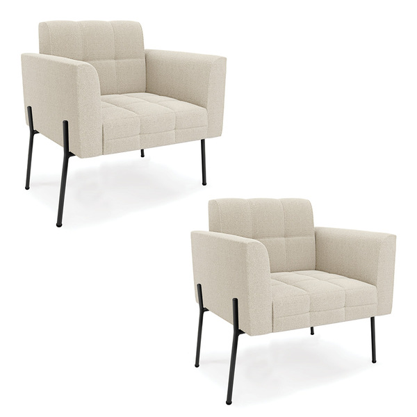 Poltrona Sala De Estar Pé De Ferro Pto Kit 2 Elisa Bouclê D03