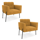 Poltrona Sala De Estar Pé De Ferro Pto Kit 2 Elisa Bouclê D03