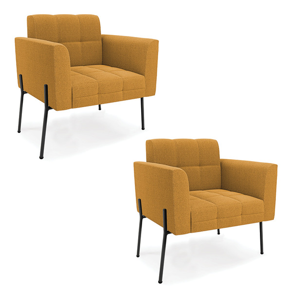 Poltrona Sala De Estar Pé De Ferro Pto Kit 2 Elisa Bouclê D03