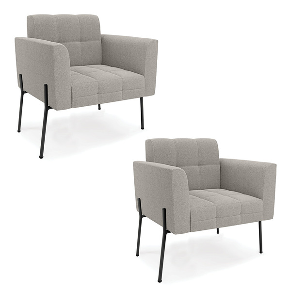 Poltrona Sala De Estar Pé De Ferro Pto Kit 2 Elisa Bouclê D03