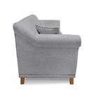 Poltrona Sala De Estar Pé De Madeira Julieta Linho Cinza S04