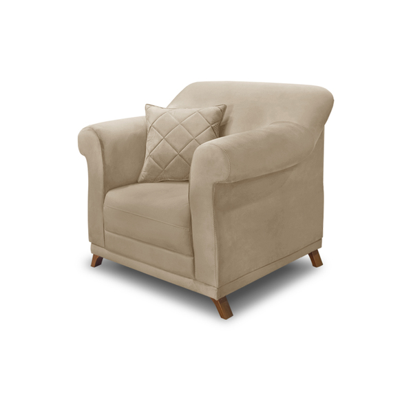 Poltrona Sala De Estar Pé De Madeira Julieta Suede S04 - D'ro