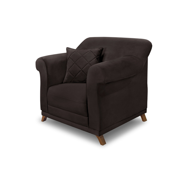 Poltrona Sala De Estar Pé De Madeira Julieta Suede S04 - D'ro