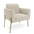 Poltrona Sala De Estar Pé Ferro Dourado Marisa Bouclê Bege D0