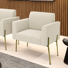 Poltrona Sala De Estar Pé Ferro Dourado Marisa Bouclê Bege D0