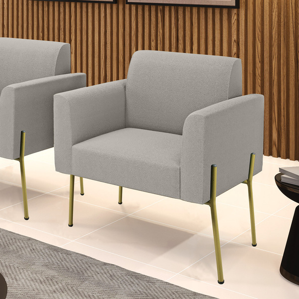 Poltrona Sala De Estar Pé Ferro Dourado Marisa Bouclê D03 - D