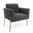 Poltrona Sala De Estar Pé Ferro Dourado Marisa Bouclê Grafite