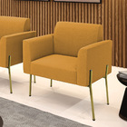 Poltrona Sala De Estar Pé Ferro Dourado Marisa Bouclê Mostard