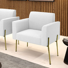 Poltrona Sala De Estar Pé Ferro Dourado Marisa Bouclê Off Whi