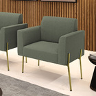 Poltrona Sala De Estar Pé Ferro Dourado Marisa Bouclê Pistach