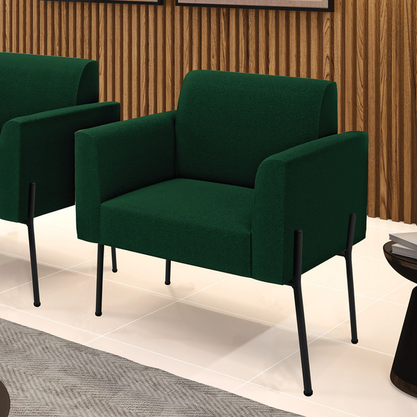 Poltrona Sala De Estar Pé Ferro Preto Marisa Bouclê D03 - D'r