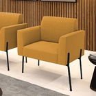 Poltrona Sala De Estar Pé Ferro Preto Marisa Bouclê Mostarda