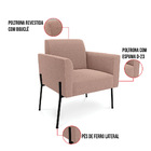 Poltrona Sala De Estar Pé Ferro Preto Marisa Bouclê Rosê D03