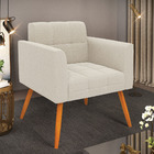 Poltrona Sala De Estar Pé Palito Castanho Elisa Bouclê Bege D