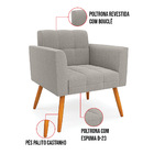 Poltrona Sala De Estar Pé Palito Castanho Elisa Bouclê D03 -