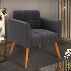 Poltrona Sala De Estar Pé Palito Castanho Elisa Bouclê Grafit