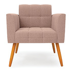 Poltrona Sala De Estar Pé Palito Castanho Elisa Bouclê Rosê D