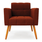 Poltrona Sala De Estar Pé Palito Castanho Elisa Bouclê Terra