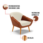 Poltrona Sala De Estar Pé Palito Castanho Kit 2 Giovana Nozes