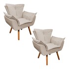 Poltrona Sala De Estar Pé Palito De Madeira Kit 2 Opala Corin