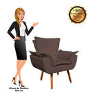 Poltrona Sala De Estar Pé Palito De Madeira Kit 2 Opala Suede