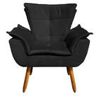 Poltrona Sala De Estar Pé Palito De Madeira Kit 2 Opala Suede