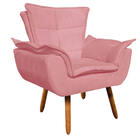 Poltrona Sala De Estar Pé Palito De Madeira Kit 2 Opala Suede