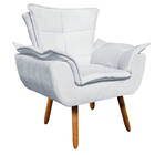 Poltrona Sala De Estar Pé Palito De Madeira Kit 2 Opala Suede