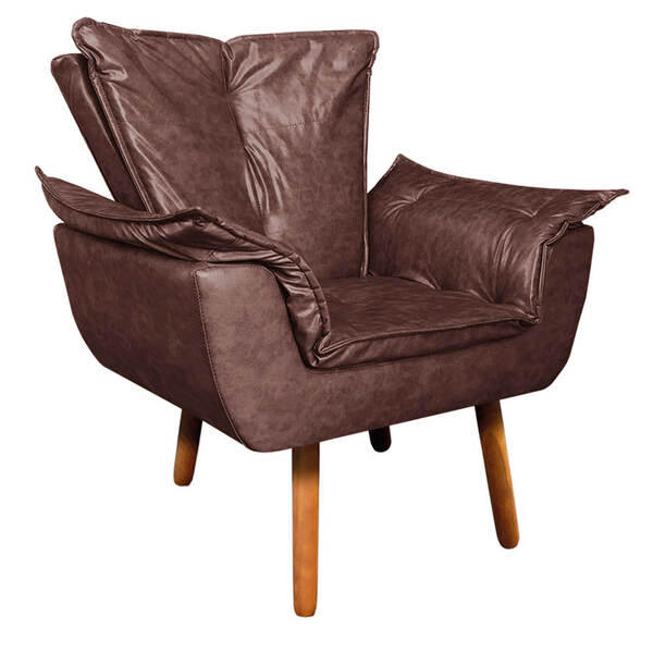 Poltrona Sala De Estar Pé Palito De Madeira Opala Corano D03