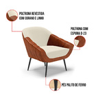 Poltrona Sala De Estar Pé Palito Ferro Giovana Nozes/linho Be