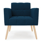 Poltrona Sala De Estar Pé Palito Natural Elisa Bouclê Azul D0