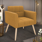 Poltrona Sala De Estar Pé Palito Natural Elisa Bouclê Mostard