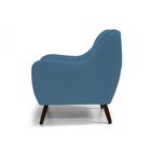 Poltrona Sala De Estar Pés Madeira Gooby Azul