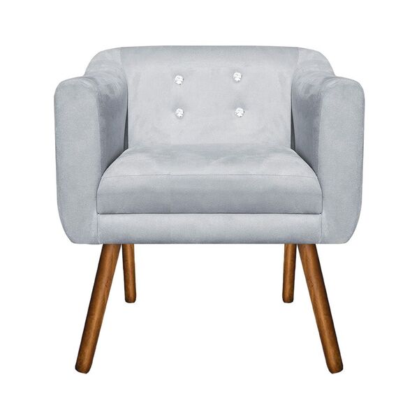 Poltrona Sala Decorativa Com Strass Julia Pé Palito Castanho