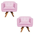 Poltrona Sala Decorativa Com Strass Kit 2 Julia Giratória Mad