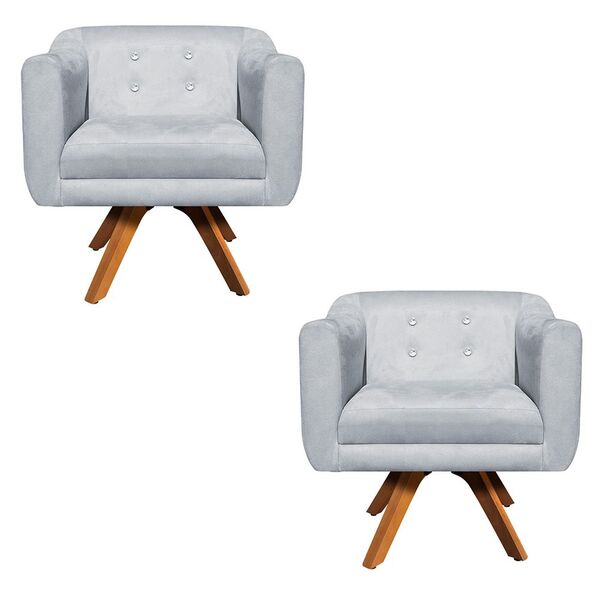 Poltrona Sala Decorativa Com Strass Kit 2 Julia Giratória Mad