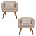 Poltrona Sala Decorativa Com Strass Kit 2 Julia Pé Palito Cas