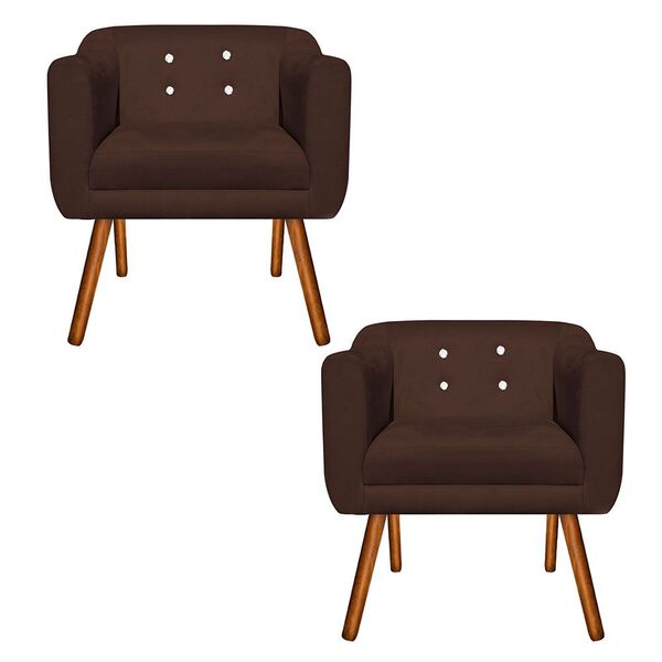 Poltrona Sala Decorativa Com Strass Kit 2 Julia Pé Palito Cas