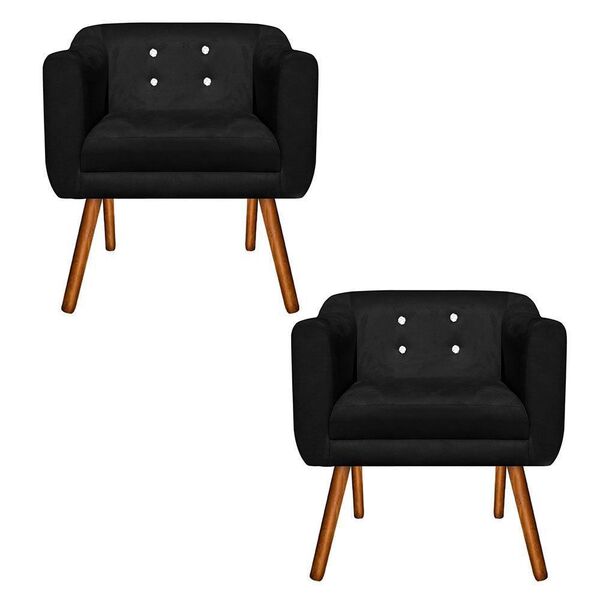 Poltrona Sala Decorativa Com Strass Kit 2 Julia Pé Palito Cas