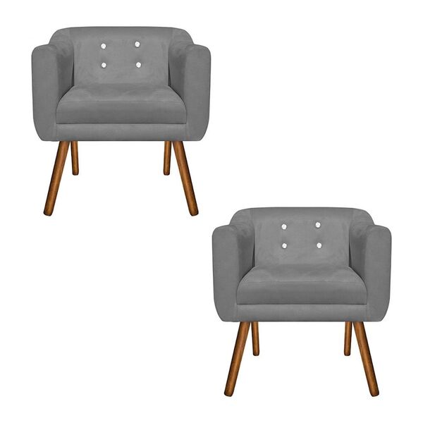 Poltrona Sala Decorativa Com Strass Kit 2 Julia Pé Palito Cas