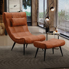 Poltrona Sala Decorativa E 01 Puff Sher Pé Palito Aço Sintéti