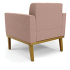 Poltrona Sala Decorativa Elisa Base De Madeira Castanho Boucl