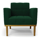 Poltrona Sala Decorativa Elisa Base De Madeira Castanho Boucl