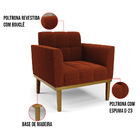 Poltrona Sala Decorativa Elisa Base De Madeira Castanho Boucl