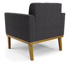 Poltrona Sala Decorativa Elisa Base De Madeira Castanho Boucl