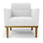 Poltrona Sala Decorativa Elisa Base De Madeira Castanho Boucl