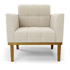 Poltrona Sala Decorativa Elisa Base De Madeira Castanho Boucl