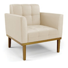 Poltrona Sala Decorativa Elisa Base De Madeira Castanho Sinté