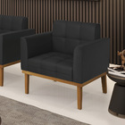 Poltrona Sala Decorativa Elisa Base De Madeira Castanho Sinté