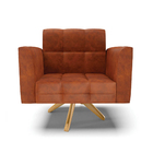 Poltrona Sala Decorativa Elisa Giratória Madeira Sintético Pu